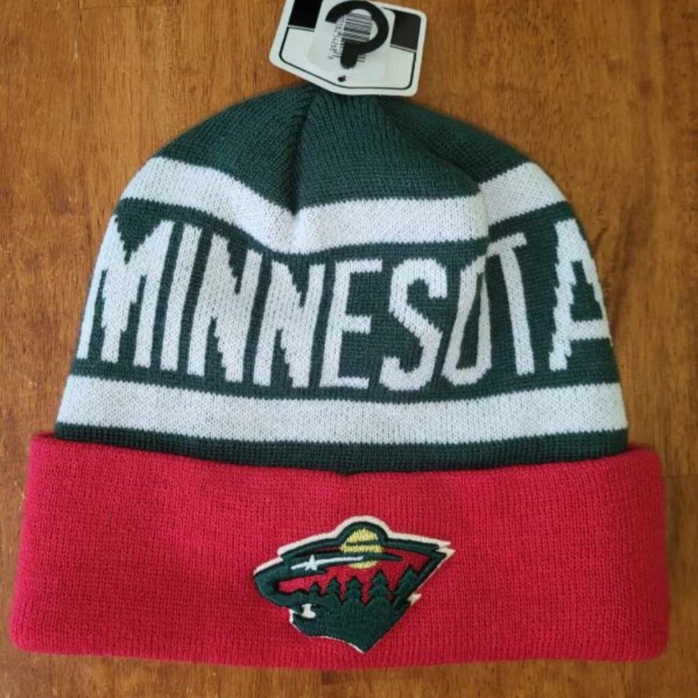 Minnesota Wild Beanie Toboggan Hat Cap ADULT Size Embossed Logo NHL New T1